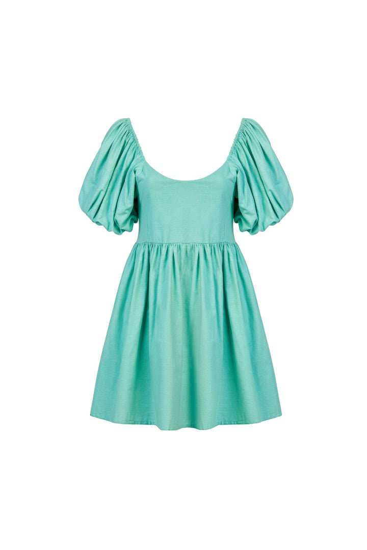 Puff Sleeve Mini Dress Mint - Cute Dresses