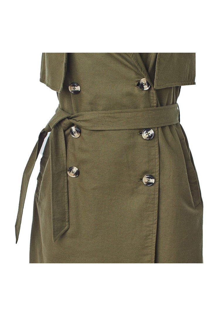 Tailored Vest Dress Olive - Cute Dresses